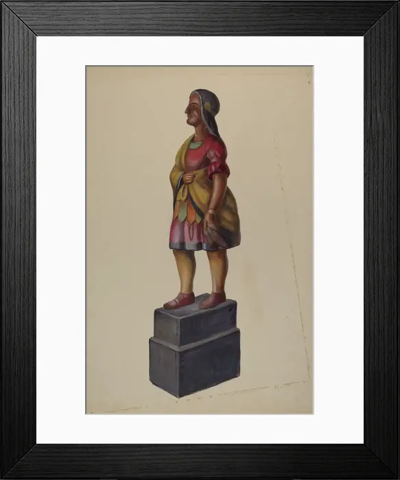Framed Print : Cigar Store Indian, c. 1937. Creator: Vincent McPharlin Framed Print : Cigar Store Indian, c. 1937. Creator: Vincent McPharlin