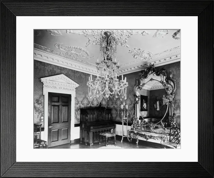 Framed Print : Marsden J. Perry home, Providence, Rhode Island. Interior scene, detail... between 1900 and 1950. Creator: Frances Benjamin Johnston Framed Print : Marsden J. Perry home, Providence, Rhode Island. Interior scene, detail... between 1900 and 1950. Creator: Frances Benjamin Johnston