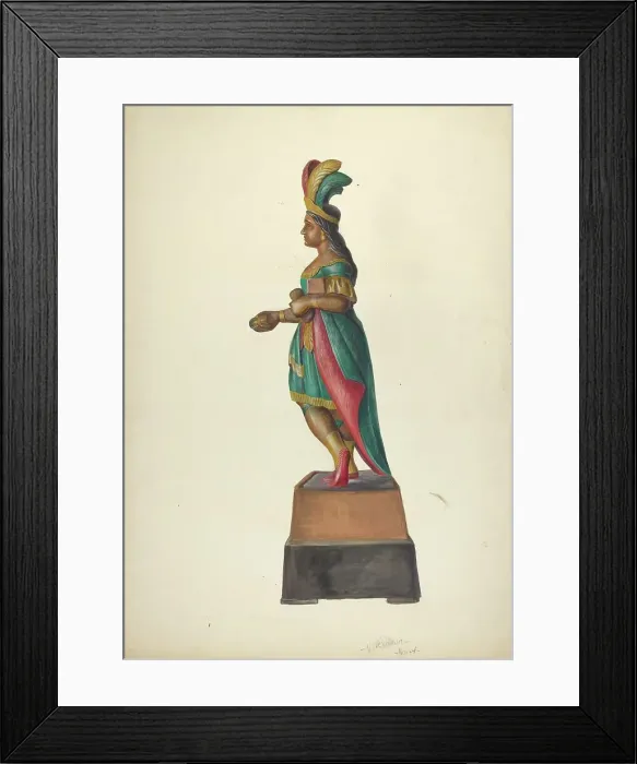 Framed Print : Cigar Store Indian, c. 1937. Creator: Vincent McPharlin Framed Print : Cigar Store Indian, c. 1937. Creator: Vincent McPharlin