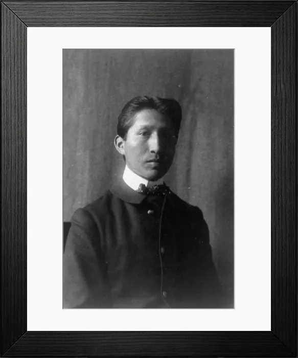 Framed Print : American Indian student, half-length portrait... Hampton, Virginia, between 1899 and 1900. Creator: Frances Benjamin Johnston Framed Print : American Indian student, half-length portrait... Hampton, Virginia, between 1899 and 1900. Creator: Frances Benjamin Johnston
