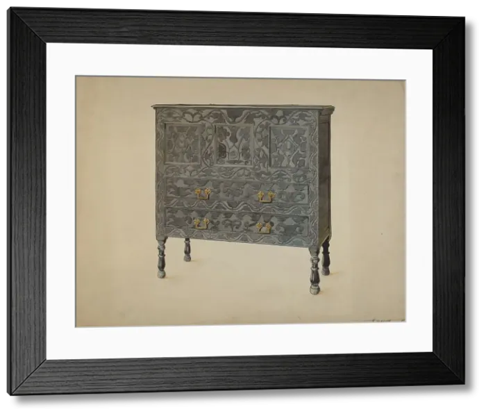 Framed Print : Hadley Chest (Hartford type), 1937. Creator: Harold Merriam Framed Print : Hadley Chest (Hartford type), 1937. Creator: Harold Merriam