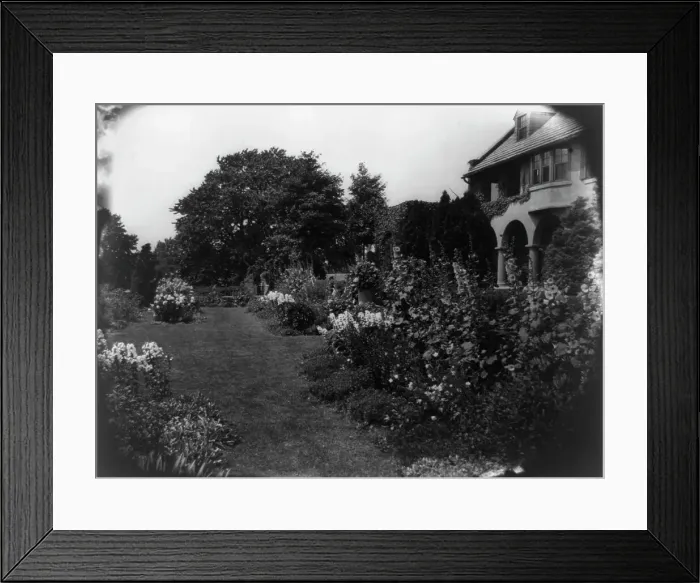 Framed Print : Allgates, the home of the Horatio Gates Lloyd family, formal gardens, between 1918 and 1923. Creator: Frances Benjamin Johnston Framed Print : Allgates, the home of the Horatio Gates Lloyd family, formal gardens, between 1918 and 1923. Creator: Frances Benjamin Johnston