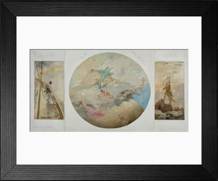Framed Print : Sketch for dining room in the Hotel de Ville in Paris: Water, Earth, Air, between 1891 and 1892. Creator: Paul Louis Delance Framed Print : Sketch for dining room in the Hotel de Ville in Paris: Water, Earth, Air, between 1891 and 1892. Creator: Paul Louis Delance