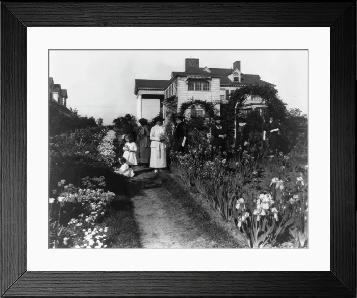 Framed Print : Seven women and two small girls in the garden of Mrs. John W. Paris...New York, between 1909 & 1927. Creator: Frances Benjamin Johnston. Seven women and two small girls in the garden of Mrs. John W. Paris...New York, between 1909 & 1927 Framed Print : Seven women and two small girls in the garden of Mrs. John W. Paris...New York, between 1909 & 1927. Creator: Frances Benjamin Johnston. Seven women and two small girls in the garden of Mrs. John W. Paris...New York, between 1909 & 1927