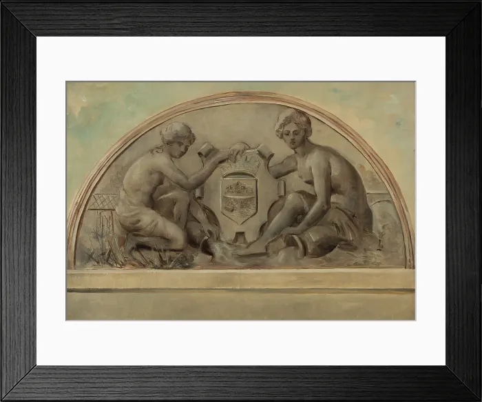 Framed Print : Sketch for the pediment at the school complex of Alfortville: The Seine and the Marne fram... 1898. Creator: Emile Delbos Framed Print : Sketch for the pediment at the school complex of Alfortville: The Seine and the Marne fram... 1898. Creator: Emile Delbos