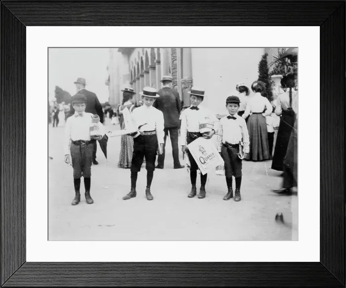 Framed Print : Four boys posed at World's Columbian Exposition, Chicago, 1891 or 1892. Creator: Frances Benjamin Johnston Framed Print : Four boys posed at World's Columbian Exposition, Chicago, 1891 or 1892. Creator: Frances Benjamin Johnston