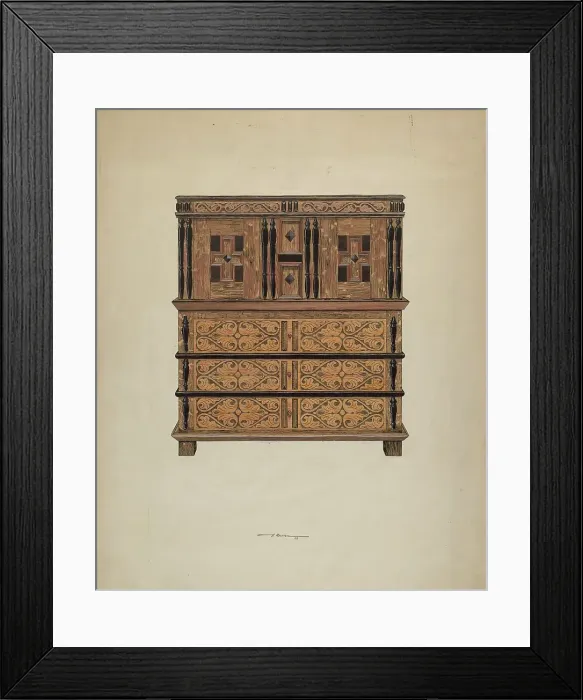 Framed Print : Cupboard with Drawers, 1936. Creator: Harold Merriam Framed Print : Cupboard with Drawers, 1936. Creator: Harold Merriam