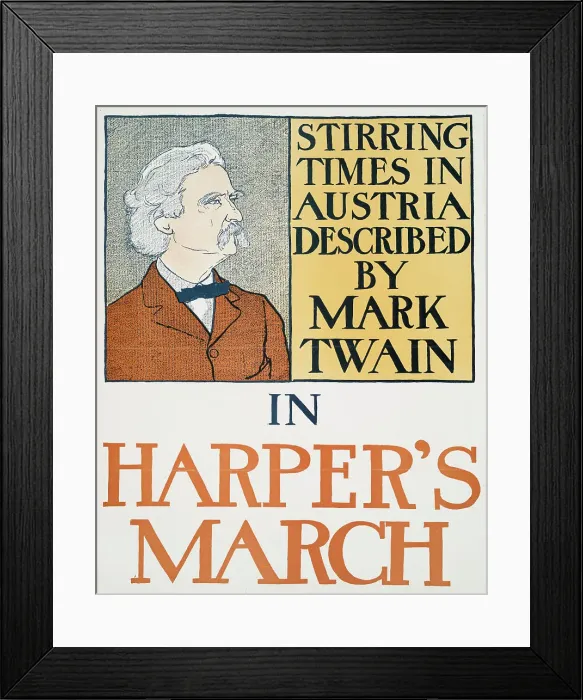 Framed Print : Stirring Times in Austria Described by Mark Twain in Harper's March, c1898. Creator: Edward Penfield Framed Print : Stirring Times in Austria Described by Mark Twain in Harper's March, c1898. Creator: Edward Penfield