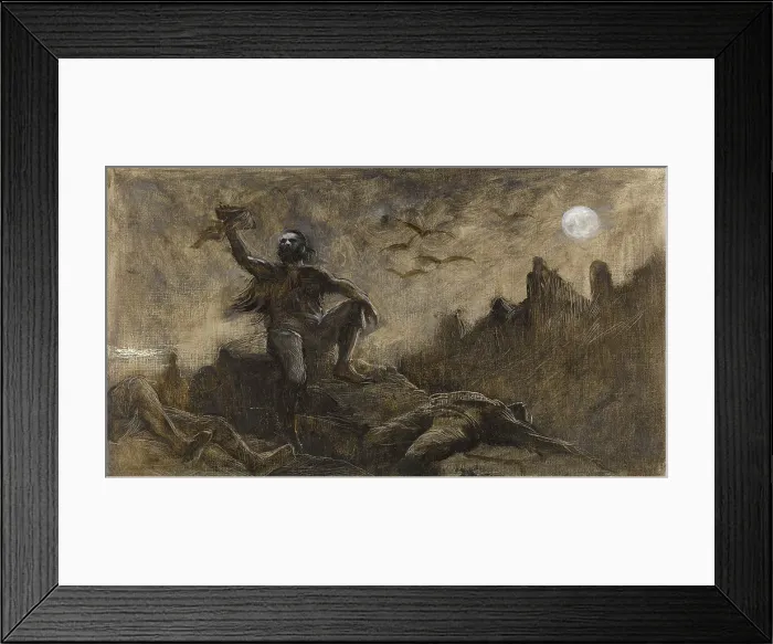 Framed Print : Hans of Iceland drinking the blood of his victims, c1889. Creator: Guillaume Albert Demarest Framed Print : Hans of Iceland drinking the blood of his victims, c1889. Creator: Guillaume Albert Demarest