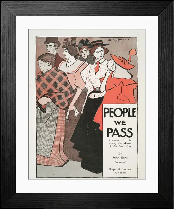 Framed Print : People We Pass Stories of Life among the Masses of New York City, By Julian Ralph... c1896. Creator: Edward Penfield Framed Print : People We Pass Stories of Life among the Masses of New York City, By Julian Ralph... c1896. Creator: Edward Penfield