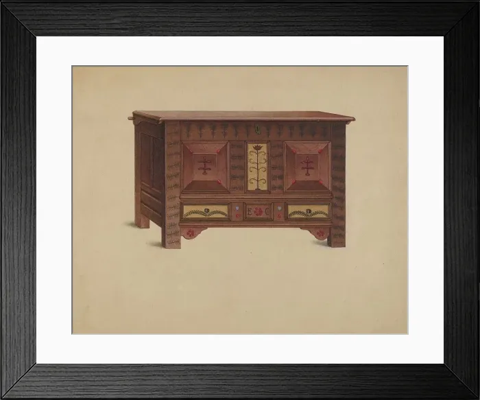 Framed Print : Painted Chest, c. 1937. Creator: Sumner Merrill Framed Print : Painted Chest, c. 1937. Creator: Sumner Merrill