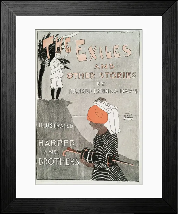 Framed Print : The Exiles and Other Stories by Richard Harding Davis, Illustrated Harper and Brothers, c1894. Creator: Edward Penfield Framed Print : The Exiles and Other Stories by Richard Harding Davis, Illustrated Harper and Brothers, c1894. Creator: Edward Penfield