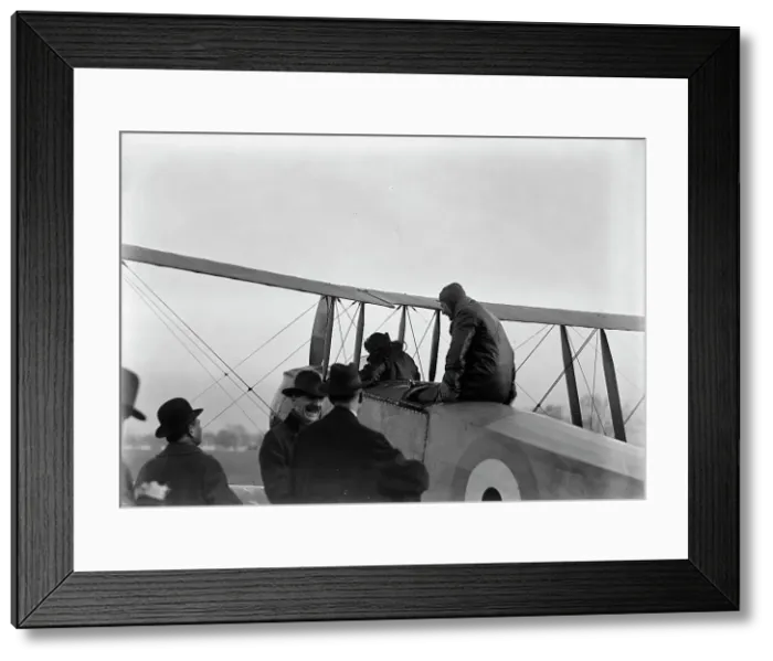 Framed Print : Allied Aircraft - Demonstration At Polo Grounds; Col. Charles E. Lee, British Aviator... 1917. Creator: Harris & Ewing. Allied Aircraft - Demonstration At Polo Grounds; Col. Charles E. Lee, British Aviator... 1917. Creator: Harris & Ewing