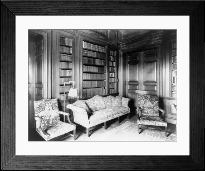 Framed Print : Library in Mrs. Hamilton Rice home, Newport, Rhode Island, 1917. Creator: Frances Benjamin Johnston Framed Print : Library in Mrs. Hamilton Rice home, Newport, Rhode Island, 1917. Creator: Frances Benjamin Johnston