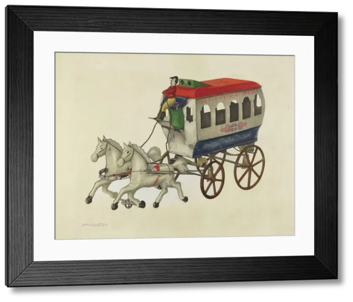 Framed Print : Toy Bus, c. 1939. Creator: Owen Middleton Framed Print : Toy Bus, c. 1939. Creator: Owen Middleton