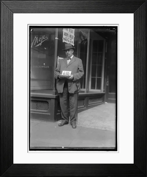 Framed Print : Blind man, between 1914 and 1918. Creator: Harris & Ewing. Blind man, between 1914 and 1918. Creator: Harris & Ewing Framed Print : Blind man, between 1914 and 1918. Creator: Harris & Ewing. Blind man, between 1914 and 1918. Creator: Harris & Ewing