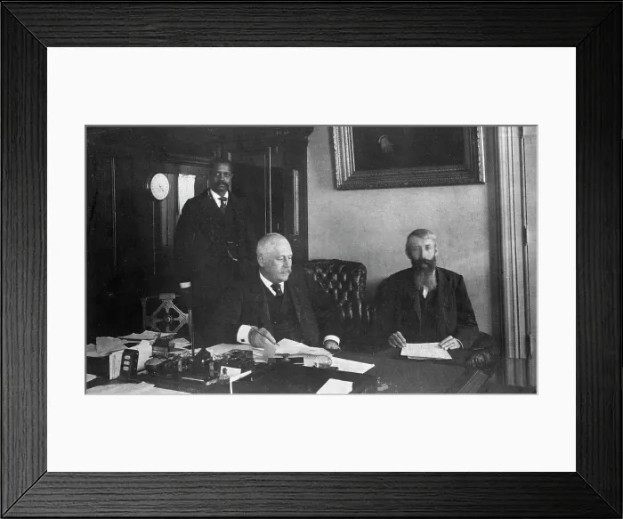 Framed Print : Three men in office in Bureau of Engraving and Printing, Washington, D.C. 1889 or 1890. Creator: Frances Benjamin Johnston Framed Print : Three men in office in Bureau of Engraving and Printing, Washington, D.C. 1889 or 1890. Creator: Frances Benjamin Johnston