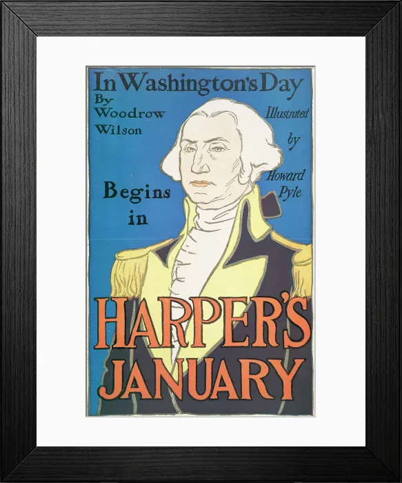 Framed Print : Harper's January, In Washington's Day Begins in, by Woodrow Willson... c1890 - 1907. Creator: Edward Penfield Framed Print : Harper's January, In Washington's Day Begins in, by Woodrow Willson... c1890 - 1907. Creator: Edward Penfield