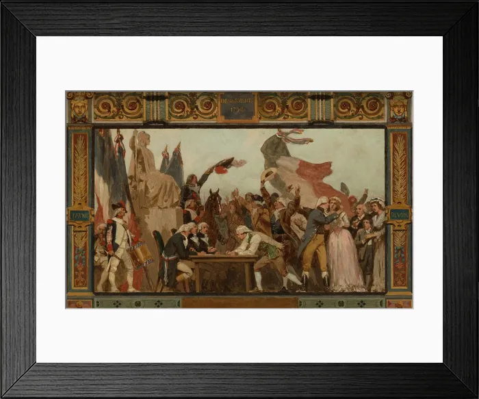 Framed Print : Sketch for the reception hall of the town hall of the 20th arrondissement: Birth, homeland... 1884. Creator: Jules Didier Framed Print : Sketch for the reception hall of the town hall of the 20th arrondissement: Birth, homeland... 1884. Creator: Jules Didier