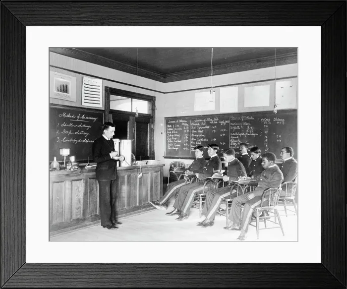 Framed Print : Class in making cream at Hampton Institute, Hampton, Virginia, 1899 and 1900. Creator: Frances Benjamin Johnston Framed Print : Class in making cream at Hampton Institute, Hampton, Virginia, 1899 and 1900. Creator: Frances Benjamin Johnston