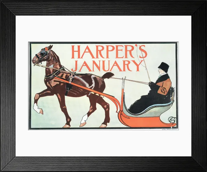 Framed Print : Harper's January, c1899. Creator: Edward Penfield Framed Print : Harper's January, c1899. Creator: Edward Penfield