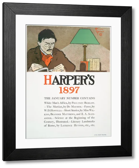 Framed Print : Harper's 1897, The January Number Contains White Man's Africa, by Poultney Bigelow... c1897. Creator: Edward Penfield Framed Print : Harper's 1897, The January Number Contains White Man's Africa, by Poultney Bigelow... c1897. Creator: Edward Penfield