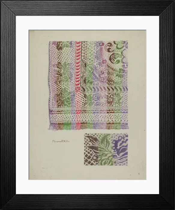 Framed Print : Coverlet, c. 1939. Creator: Florence Milto Framed Print : Coverlet, c. 1939. Creator: Florence Milto