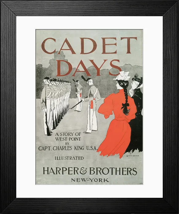 Framed Print : Cadet Days, A Story of West-Point by Capt. Charles King U.S.A. Illustrated Harper &... c1894. Creator: Edward Penfield. Cadet Days, A Story of West-Point by Capt. Charles King U.S.A. Illustrated Harper &... c1894. Creator: Edward Penfield Framed Print : Cadet Days, A Story of West-Point by Capt. Charles King U.S.A. Illustrated Harper &... c1894. Creator: Edward Penfield. Cadet Days, A Story of West-Point by Capt. Charles King U.S.A. Illustrated Harper &... c1894. Creator: Edward Penfield