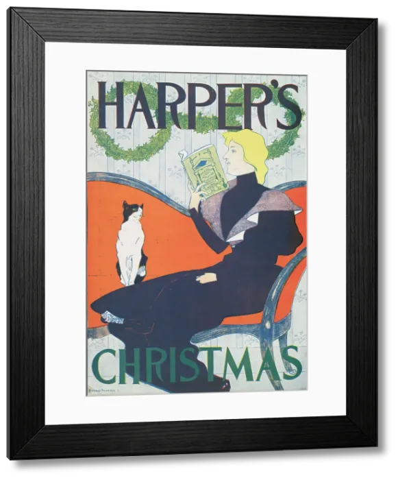 Framed Print : Harper's Christmas, c1894. Creator: Edward Penfield Framed Print : Harper's Christmas, c1894. Creator: Edward Penfield