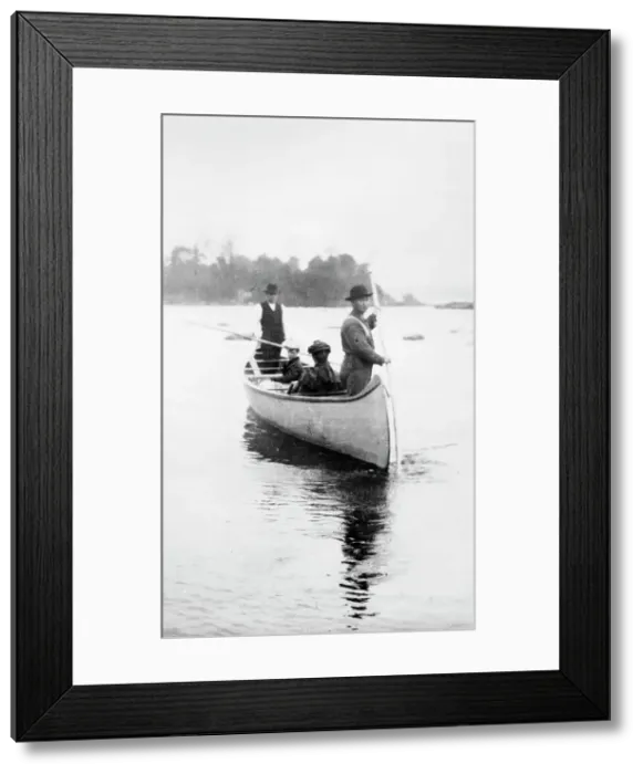 Framed Print : Two Indian guides(?) standing, and two women seated...Sault Sainte Marie region of Michigan, 1903. Creator: Frances Benjamin Johnston Framed Print : Two Indian guides(?) standing, and two women seated...Sault Sainte Marie region of Michigan, 1903. Creator: Frances Benjamin Johnston