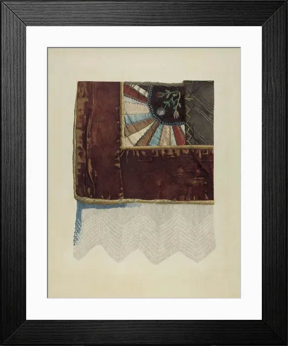 Framed Print : Crazy Quilt: Detail, c. 1942. Creator: Esther Molina Framed Print : Crazy Quilt: Detail, c. 1942. Creator: Esther Molina