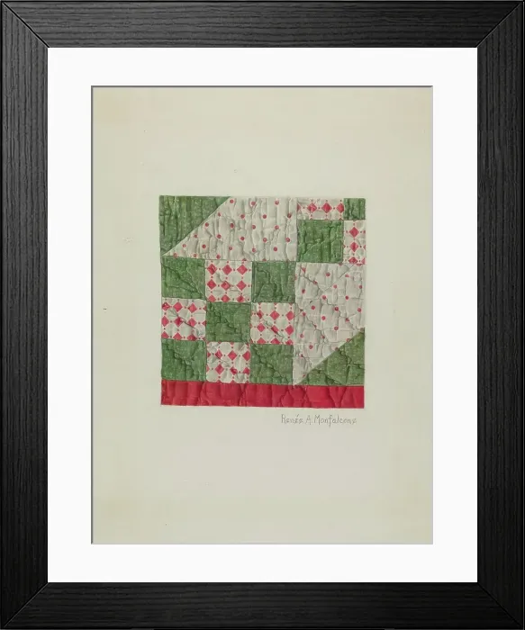 Framed Print : Calico Quilt (Patchwork), c. 1942. Creator: Renee A. Monfalcone Framed Print : Calico Quilt (Patchwork), c. 1942. Creator: Renee A. Monfalcone