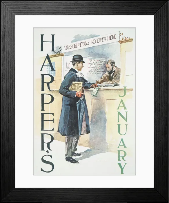 Framed Print : Harper's January, c1890 - 1907. Creator: Edward Penfield Framed Print : Harper's January, c1890 - 1907. Creator: Edward Penfield
