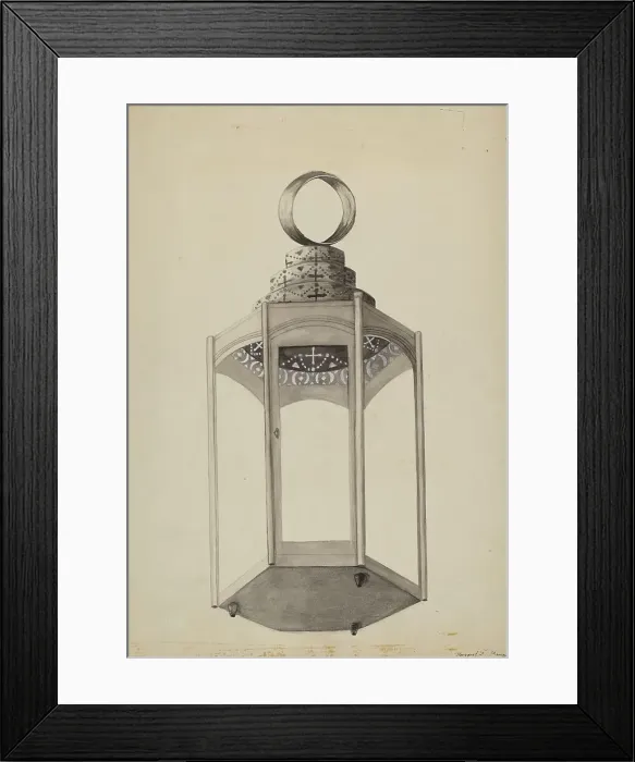Framed Print : Metal Lantern, c. 1936. Creator: Margaret K. Moore Framed Print : Metal Lantern, c. 1936. Creator: Margaret K. Moore