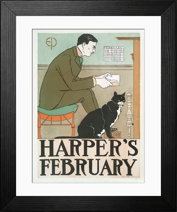 Framed Print : Harper's February, c1898. Creator: Edward Penfield Framed Print : Harper's February, c1898. Creator: Edward Penfield