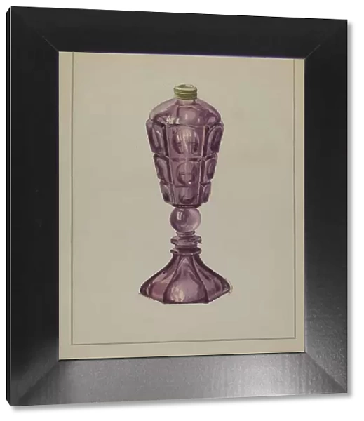 Amethyst Glass Oil Lamp, c. 1936. Creator: Marcus Moran