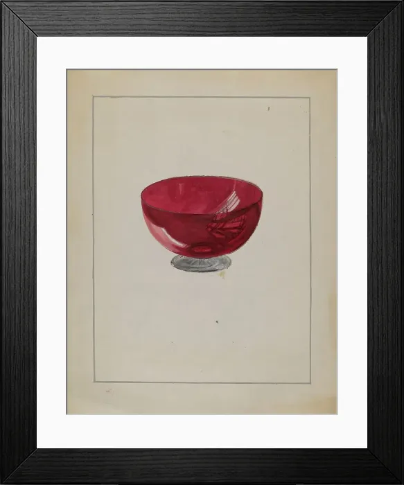 Framed Print : Ruby Bowl with Clear Foot, c. 1936. Creator: Marcus Moran Framed Print : Ruby Bowl with Clear Foot, c. 1936. Creator: Marcus Moran