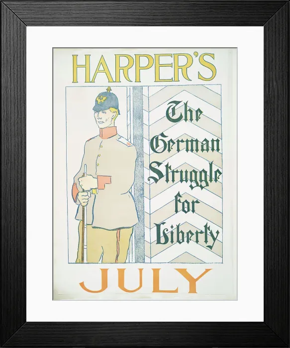 Framed Print : Harper's July, The German Struggle for Liberty, c1895. Creator: Edward Penfield Framed Print : Harper's July, The German Struggle for Liberty, c1895. Creator: Edward Penfield