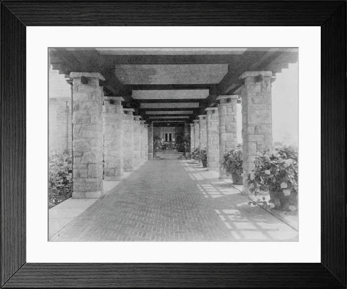 Framed Print : Pergola of home of Edmund Cogswell Converse, Greenwich, Connecticut, 1908. Creator: Frances Benjamin Johnston Framed Print : Pergola of home of Edmund Cogswell Converse, Greenwich, Connecticut, 1908. Creator: Frances Benjamin Johnston