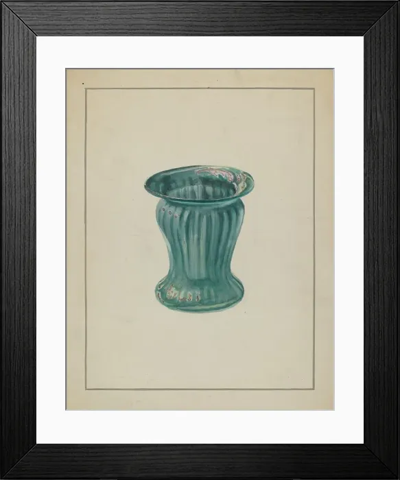 Framed Print : Blue-Green Vase, c. 1936. Creator: Marcus Moran Framed Print : Blue-Green Vase, c. 1936. Creator: Marcus Moran