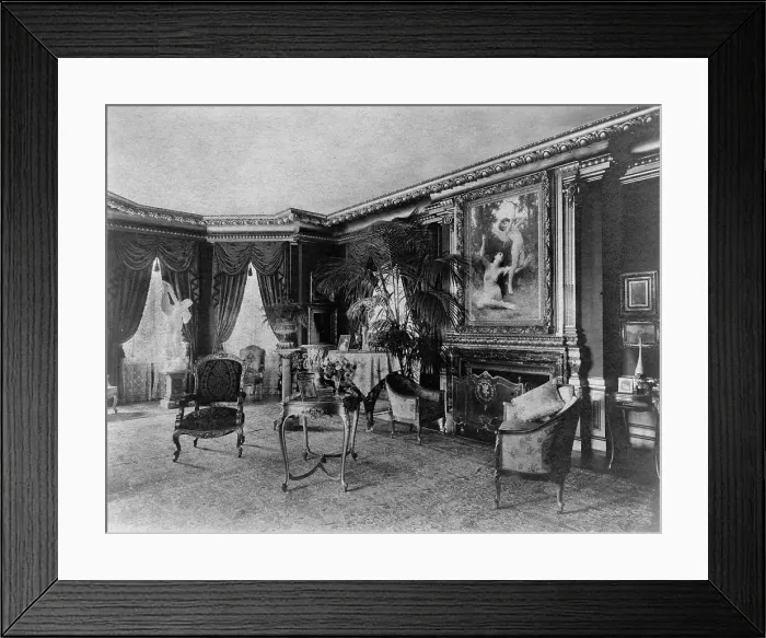 Framed Print : Interior with Bouguereau's Flight of Love over fireplace... Greenwich, Connecticut, 1908. Creator: Frances Benjamin Johnston. Interior with Bouguereau's Flight of Love over fireplace... Greenwich, Connecticut, 1908 Framed Print : Interior with Bouguereau's Flight of Love over fireplace... Greenwich, Connecticut, 1908. Creator: Frances Benjamin Johnston. Interior with Bouguereau's Flight of Love over fireplace... Greenwich, Connecticut, 1908