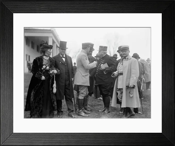 Framed Print : Allied Commission To U.S. Daniels; Joffre; Remon, 1917. Creator: Harris & Ewing. Allied Commission To U.S. Daniels; Joffre; Remon, 1917. Creator: Harris & Ewing