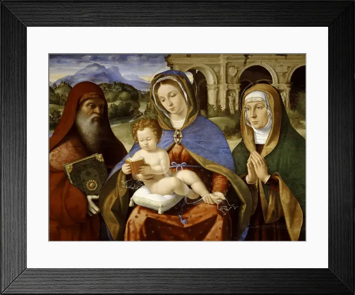 Framed Print : Madonna and Child between Saints Jerome and Anne (Madonna Baglioni), 1511-1512. Creator: Previtali, Andrea (ca 1480-1528) Framed Print : Madonna and Child between Saints Jerome and Anne (Madonna Baglioni), 1511-1512. Creator: Previtali, Andrea (ca 1480-1528)