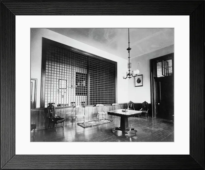 Framed Print : Scientific(?) instrument on table in room at Georgetown Visitation...Washington DC c1890 - 1910. Creator: Frances Benjamin Johnston Framed Print : Scientific(?) instrument on table in room at Georgetown Visitation...Washington DC c1890 - 1910. Creator: Frances Benjamin Johnston