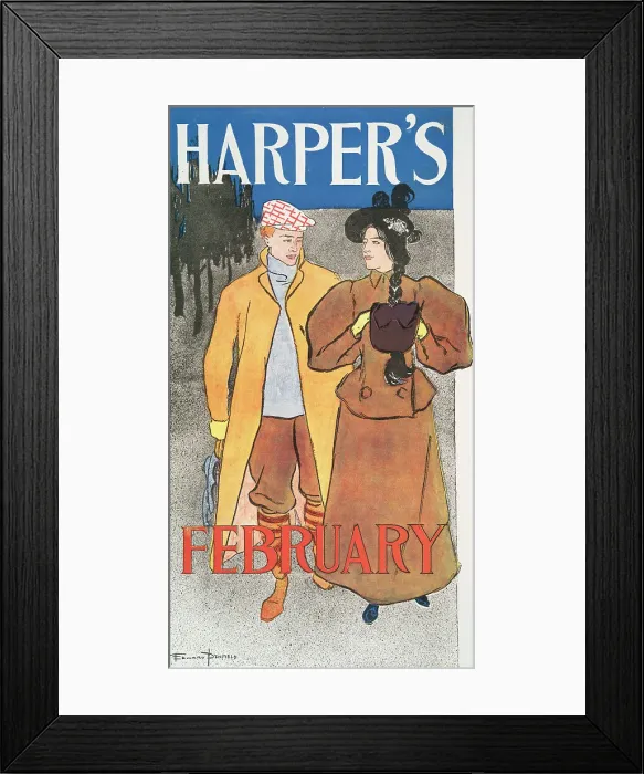 Framed Print : Harper's February, c1896. Creator: Edward Penfield Framed Print : Harper's February, c1896. Creator: Edward Penfield