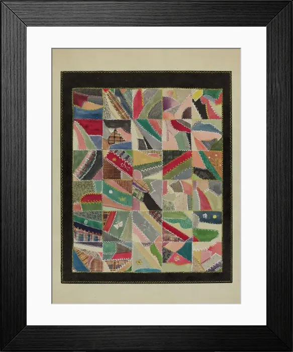 Framed Print : Crazy Quilt, c. 1936. Creator: Lena Nastasi Framed Print : Crazy Quilt, c. 1936. Creator: Lena Nastasi