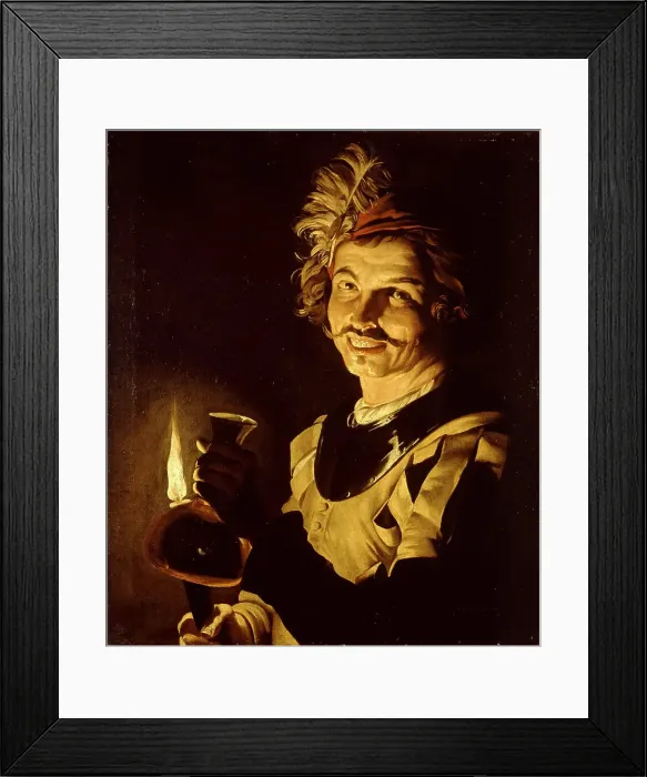 Framed Print : Man with burning candle and carafe of wine, 1640-1650. Creator: Stomer, Matthias (ca.1600-after 1650) Framed Print : Man with burning candle and carafe of wine, 1640-1650. Creator: Stomer, Matthias (ca.1600-after 1650)