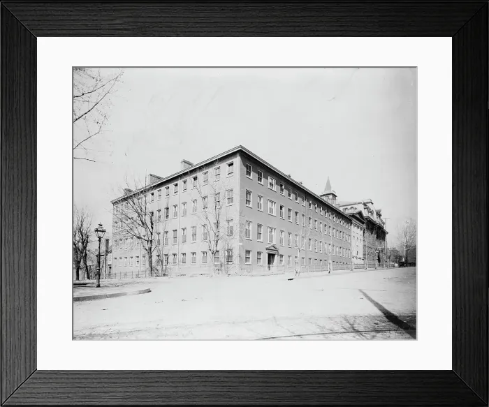 Framed Print : Exterior view of Georgetown Visitation Preparatory School, Washington DC, between 1890 and 1910(?). Creator: Frances Benjamin Johnston Framed Print : Exterior view of Georgetown Visitation Preparatory School, Washington DC, between 1890 and 1910(?). Creator: Frances Benjamin Johnston