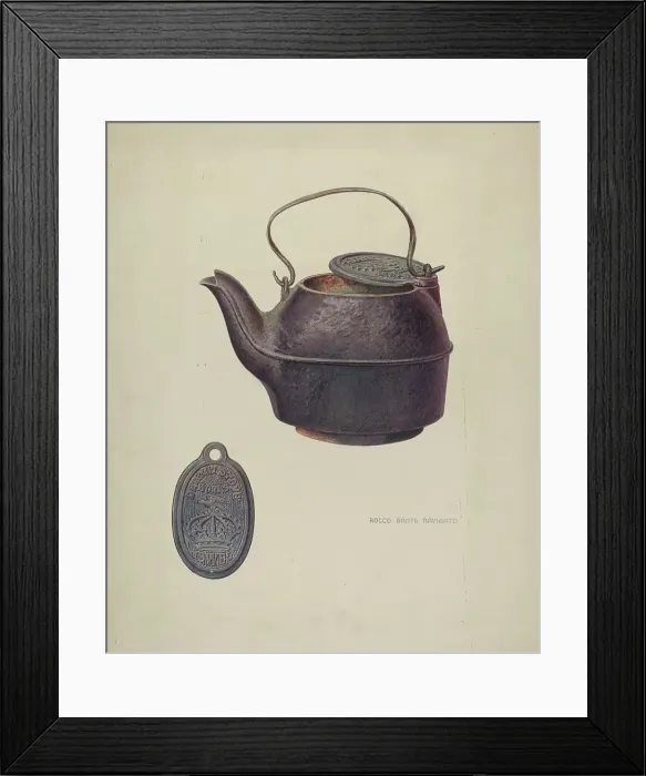 Framed Print : Iron Kettle, c. 1938. Creator: Rocco Navigato Framed Print : Iron Kettle, c. 1938. Creator: Rocco Navigato