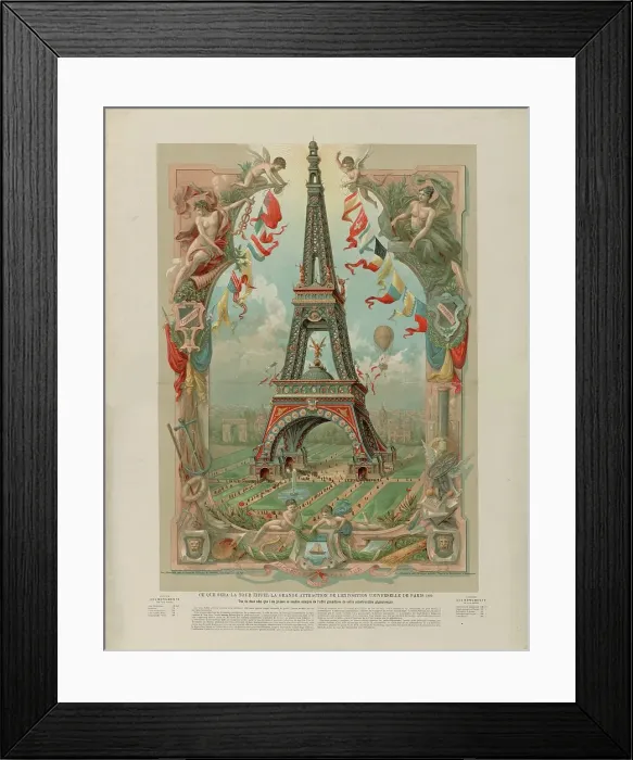 Framed Print : Ce que sera la tour Eiffel la grande attraction de Exposition universelle de 1889, 1889. Creator: Anonymous Framed Print : Ce que sera la tour Eiffel la grande attraction de Exposition universelle de 1889, 1889. Creator: Anonymous
